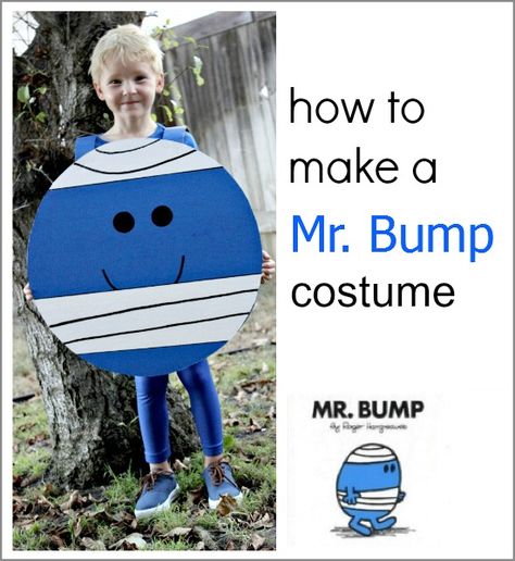 A semi handmade Mr Bump costume with basics bought at www.cookieskids.com! Mr Men Costumes, Best Homemade Costumes, Diy Boys Halloween Costumes, Childrens Book Character Costumes, Easy Book Week Costumes, World Book Day Costume Ideas, Book Week Costume Ideas, Boys Halloween Costumes Diy, Costume Simple