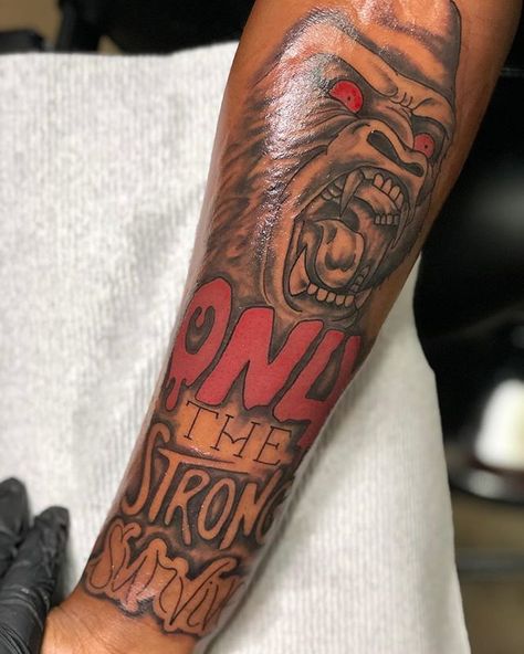 Tato Joker, Good First Tattoos, Black People Tattoos, Arm Tattoos Black, Lion Forearm Tattoos, Black Men Tattoos, 16 Tattoo, Gorilla Tattoo, Half Sleeve Tattoos Drawings