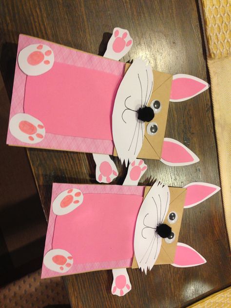 Rabbit Paper bag Puppets Rabbit Paper, Paper Bag Puppets, Puppets, Art For Kids, Paper Bag, Gift Wrapping