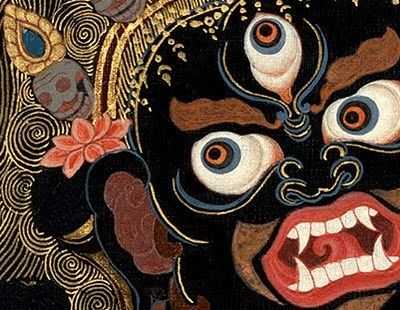 Mahakala face Thangka Painting, Tibetan Art, Eastern Art, Tibetan Buddhism, Tibetan Buddhist, Buddhist Art, Bhutan, Tibet, Asian Art