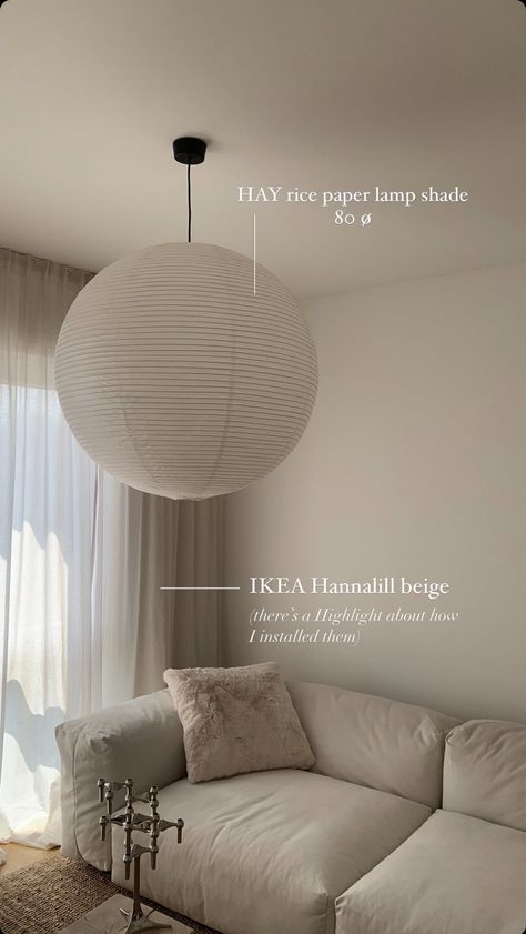 Ikea Ceiling Light Bedroom, Trendy Living Room Lights, Rice Paper Light Shade, Paper Lanterns Bedroom, Ikea Paper Lantern, Ikea Lampshade, Rice Lamp, Hay Lamps, Living Room Lamps Ceiling