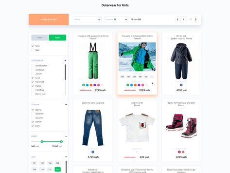 Product category page design for kids clothing shop 🛒 by Viacheslav Danishevskyi on Dribbble Category Page Design, Category Design, Ui Website, Ecommerce Web Design, Ecommerce Web, Creative Web Design, List Design, Ecommerce Design, Design Theme