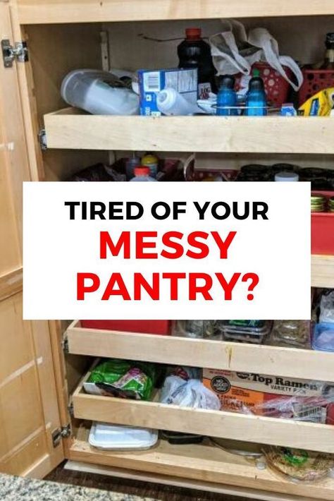 Start the New Year with an organized kitchen especially your pantry cabinet with these organization tips. Find out how to organize your food and cans with dollar store items. #kitchen #pantry #organized Organization Ideas For Pantry, Slide Out Pantry, Cupboard Kitchen, Pantry Drawers, Organized Pantry, Custom Pantry, Organized Kitchen, Mirror Frame Diy, Pantry Wall