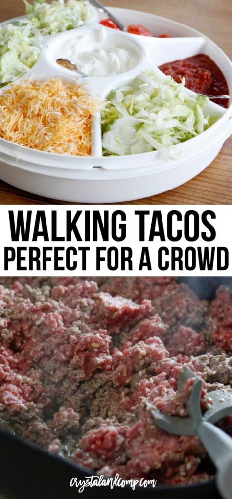 Walking Tacos Recipe Easy Mexican For A Crowd, Walking Tacos For A Crowd Parties Food, Make Ahead Tacos For A Crowd, Make Ahead Tacos, Taco Meat For A Crowd, Walking Tacos For A Crowd, Tacos For A Crowd, Meat For A Crowd, Walking Tacos Recipe