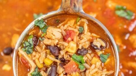 Mexican Chicken & Rice Soup - Plain Chicken Mexican Chicken And Rice Soup Recipe, Chicken Soup Recipes Rice, Mexican Chicken Rice Soup, Corn Rotel, Tex Mex Soup, Mexican Chicken Rice, Mexican Chopped Salad, Mexican Chicken And Rice, Mexican Soup Chicken