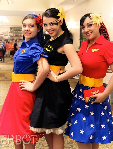 Rockabilly Girls, Costume Closet, Steampunk Inspiration, Trio Halloween Costumes, Halloween Things, Geek Girl, Hallowen Costume, Wonder Woman Costume, Costume Themes