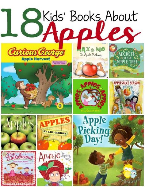 These apple-themed books are ripe for the pickin' and your little ones are sure to love them! | homeschoolpreschool.net Apple Books And Activities, Apple Books Preschool, Books About Apples, Primary Playground, Apple Lessons, September Activities, Apple Preschool, Apple Unit, Apple Activities