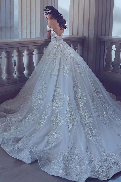 top wedding ideas part 3 dress with long tail saidmhamadphotography Wedding Dresses High Neck, Arabic Wedding Dresses, Dresses High Neck, Arabic Wedding, Illusion Wedding Dress, Wedding Dresses Lace Ballgown, Dresses Luxury, Lace Ball Gowns, Cute Wedding Dress