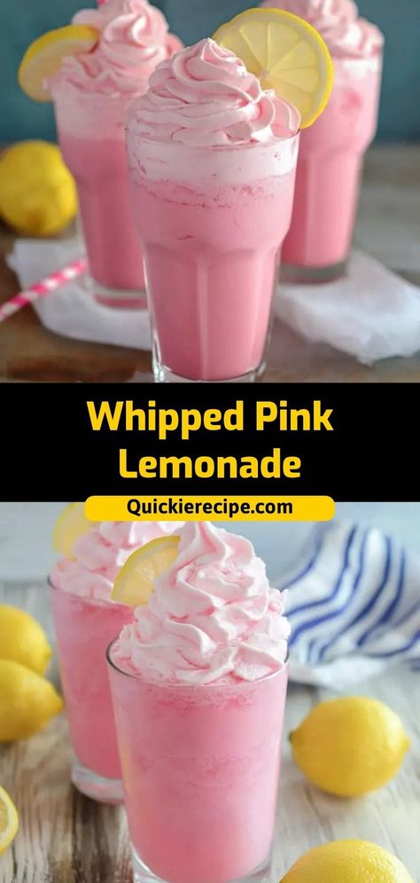 This Whipped Pink Lemonade is a creamy, refreshing drink that’s perfect for hot summer days or fun parties. Made with pink lemonade, whipped cream, and a hint of sweetness. Ingredients: 2 cups pink lemonade 1/2 cup whipped cream 1/4 cup sweetened condensed milk Ice for blending A refreshing and fun twist on classic lemonade Lemonade And Ice Cream, Whipped Pink Lemonade Recipe, Whipped Pink Lemonade, Lemonade Concentrate Recipe, Whipped Lemonade, Pink Whipped Cream, Creamy Lemonade, Classic Lemonade, Pink Lemonade Recipes