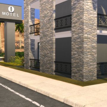 Sims 4 Extra Columns Cas, Sims 4 Motel Lot, Sims 4 Hotel Build, Sims 4 Hotel Cc, Sims 4 Builds Patreon, Sims 4 Hotel, The Sims 4 Lots, Bates Motel, Sims Building