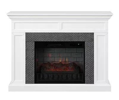 Electric Console Fireplace | Fireplace TV Stand | Big Lots Faux Stone Electric Fireplace, Mantel Electric Fireplace, Console Fireplace, Herringbone Brick Pattern, Electric Fireplace Inserts, Stone Electric Fireplace, Black Electric Fireplace, Herringbone Brick, Electric Fireplace With Mantel