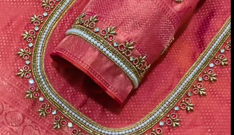 Copper Aariwork Blouse, Copper Aariwork Blouse Designs, Aariwork Blouse Designs, Patola Blouse, Patch Work Blouse Designs, Mirror Work Blouse Design, Pattu Pavadai, Simple Saree Designs, Hand Work Design