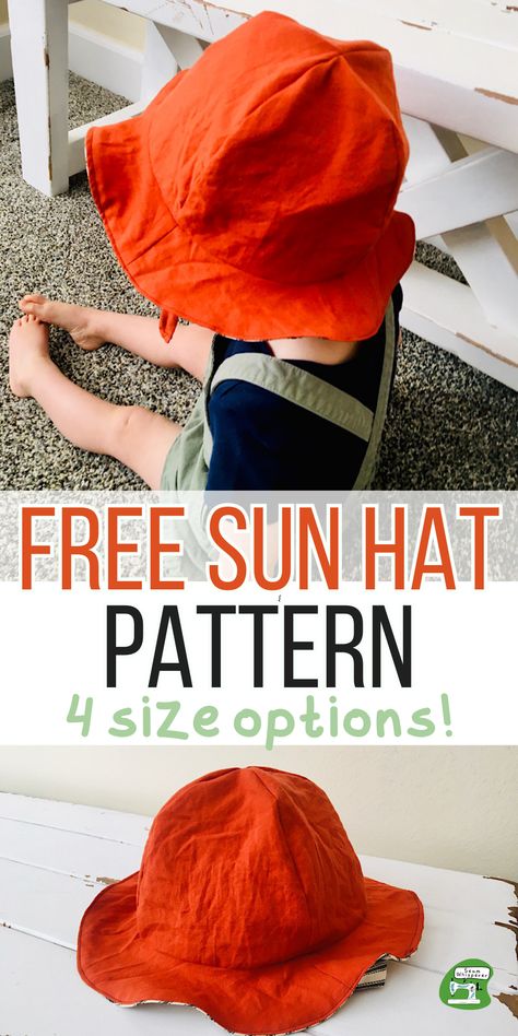 Simple Kids Sun Hat {Free PDF Pattern} - SEAM WHISPERER Baby Hat Sewing Pattern Free, Rain Hat Pattern, Sun Hat Sewing Pattern, Toddler Hat Pattern, Sunhat Pattern, Baby Hat Sewing Pattern, Kids Hats Patterns, Hat Sewing Pattern, Messenger Bag Patterns