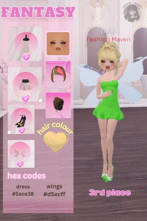 dress to impress: 𝖋𝖆𝖓𝖙𝖆𝖘𝖞 / 𝖉𝖎𝖘𝖓𝖊𝖞 Tinkerbell Dti Outfits, Dti Outfits Character, Tinker Bell Dress To Impress Roblox Game, Cartoon Character Dress To Impress, Disney Characters Dress To Impress, Dress To Impress Creative, Dress To Impress Cartoon Characters, Fantasy Dti Outfit, Tinkerbell Dress To Impress