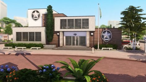 Sims4 Builds | Hello! I built a police station to replace the one that comes with Get To Work | Facebook Get To Work Sims 4 Free, Sims Police Cc, Sims 4 Get To Work Build, Sims 4 Police Cc, Sims 4 Police Station, Sims 4 Police Station Build, Police Station, Sims 4 Build, The Sims4