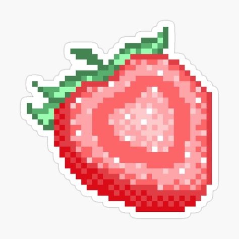 Get my art printed on awesome products. Support me at Redbubble #RBandME: https://www.redbubble.com/i/sticker/Cute-Pixel-Art-Strawberry-by-TakoyakiTech/85140122.EJUG5?asc=u Strawberry Drawings Cute, Pixel Art Strawberry, Strawberry Pixel Art, Cute Strawberry Sticker, Pixel Strawberry, Pixel Stickers, Pixel Art Sticker, Red Widget, Cute Pixel Art