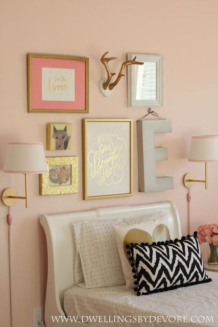 Tips and inspiration to create the perfectly eclectic gallery wall! Littlehouseoffour.com Girls Gallery Wall, Hallway Gallery Wall, Apartment Wall Decor, Picture Gallery Wall, Gallery Wall Layout, Painting Wood Furniture, Eclectic Gallery Wall, Girls Room Wall Art, Gallery Wall Living Room