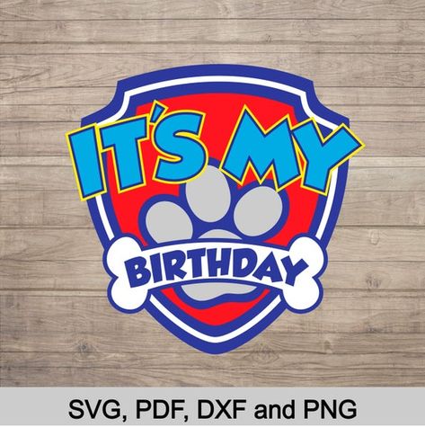 Paw party logo SVG, DIY Paw Birthday t-shirt, Print on Vinyl and Cut Paw Logo, It's my Birthday Iron Diy Paw Patrol, Paw Patrol Logo, Birthday Paw Patrol, Paw Birthday, Paw Party, Paw Logo, Party Logo, Paw Patrol Cake, Paw Patrol Birthday Party