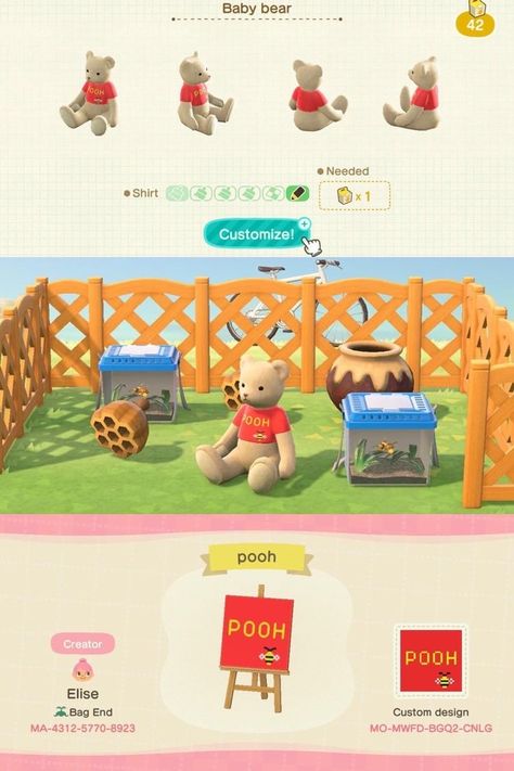 Animal Crossing Winnie The Pooh, Acnh Winnie The Pooh Design, Animal Crossing Disney Island, Acnh Disney Ideas, Disney Acnh Codes, Animal Crossing Disney Codes, Acnh Winnie The Pooh, Acnh Disney Island, Acnh Disney Design Codes