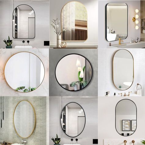 Wall Mounted Vanity Bathroom, Wall Mirror Decor Living Room, Small Bathroom Mirrors, Bathroom Mirror Design, Mirror Design Wall, Entry Way Design, Mirror Shapes, Toilet Design, Oval Wall Mirror