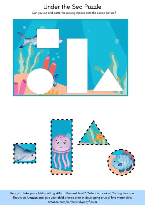 Sea Math Activities Preschool, Beach Fine Motor Activities, Under The Sea Worksheets For Preschool, Sea Animal Activities For Toddlers, Ocean Kindergarten Activities, Under The Sea Theme Activities, Sea Activities For Preschool, Ocean Life Preschool Activities, Summer Theme Preschool Activities