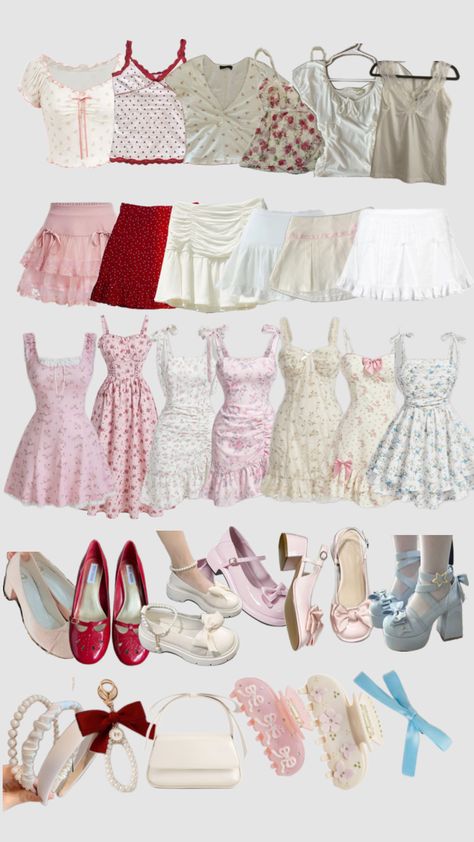 #coquette #lolita #feminine #dolita #whiteswan #strawberrygirl Feminine Outfits Girly, Himekaji Outfits, Trashy Outfits, Feminine Outfits, Casual Preppy Outfits, Kawaii Fashion Outfits, Feminine Outfit, Kawaii Clothes, Cute Simple Outfits