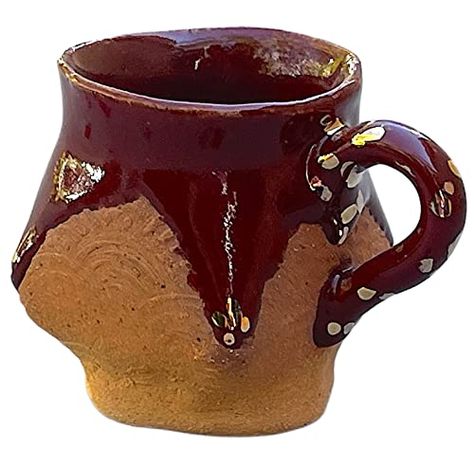 Rustic Red Brown and Gold Espresso Cup, Handmade Ceramic Small Coffee Clay Mug, Unique Gifts for Her and Him Clay Mug, Kitchen Clothes, Cup Handmade, Her And Him, Handmade Cups, Unique Gifts For Mom, Clay Mugs, Unique Birthday, Mug Unique