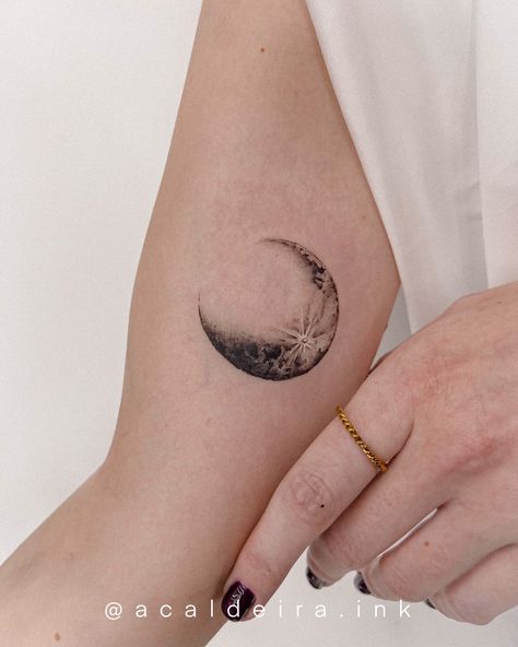 Rib Moon Tattoos For Women, Crescent Moon Forearm Tattoo, Detailed Crescent Moon Tattoo, Waning Gibbous Moon Tattoo Designs, Waxing Crescent Moon Tattoo Small, Crescent Moon Arm Tattoo, Moon Tattoo Designs For Women Arm, Small Crescent Moon Tattoo Design, Waxing Crescent Moon Tattoo Design