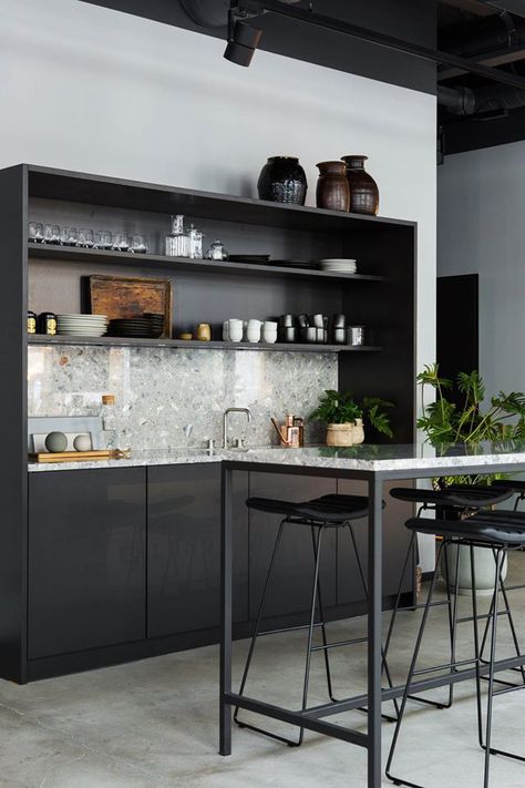 T.D.C: Beautiful New ESNY Offices in Gothenburg Office Kitchenette, Cafeteria Design, Office Pantry, Kitchen Black, Kitchen Marble, Gothenburg, Cottage Kitchen, Office Kitchen, Black Kitchens