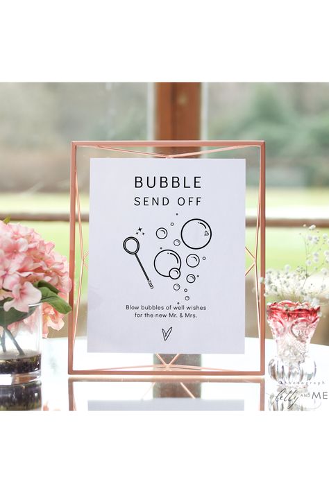 "Bubble Send Off Signs, Two variations. Printable Signs, Editable Templates in 3 Sizes. Try the demo. ❤ »» DEMO »» TRY before you buy for FREE! - Corjl: www.corjl.com/d/3FO6FB Try it Now! ★ Co-ordinating Templates: https://etsy.me/3zKQMwp ♥ PRINTING ♥ To help you save more money, I've teamed up with some reputable printing websites who print in different sizes and formats: connieandjoan.com/pages/printing ★ Save an extra 10% with Prints Of Love ★ Use this code at the checkout: connieandjoan Bubble Exit Sign, Wedding Bubbles Sign, Bubble Send Off, Blow Bubbles, Fox Wedding, Wedding Bubbles, 2025 Wedding, Exit Sign, Wedding Board