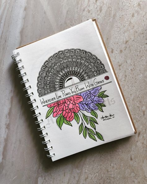 29. FLORAL MANDALA 💐🌸 Mandala Art For Project Front Page, Mandala Art Front Page Design, Mandala Art Cover Page, Mandala Front Page Design, Mandala Cover Page, Mandala Book Cover Design, Sketch Book Front Page Ideas, Mandala Art Unique Designs, Mandala Aesthetic