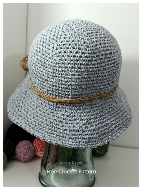 Bucket Hat Pattern Free, Crochet Bucket Hat Pattern, Bucket Hat Pattern, Crochet Sun Hat, Hat Patterns Free, Denim Bucket Hat, Crochet Bucket, Crochet Hats Free Pattern, Crochet Bucket Hat