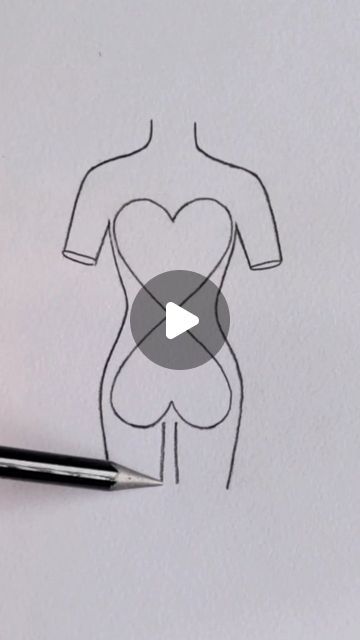 Kelly Edelman on Instagram: "How to draw a body ✏️ change the heart size to create different body types 
•
•
•
#art #artwork #draw #drawing #anime #cartoon #tutorial #fashiondesign #fashion #figuredrawing #hack" How To Draw Woman Body Step By Step, Body Outline Drawing Simple, Body Types Art, How To Draw A Body Easy, Cartoon Tutorial, Body Change, Body Outline, Drawing Female Body, Form Drawing