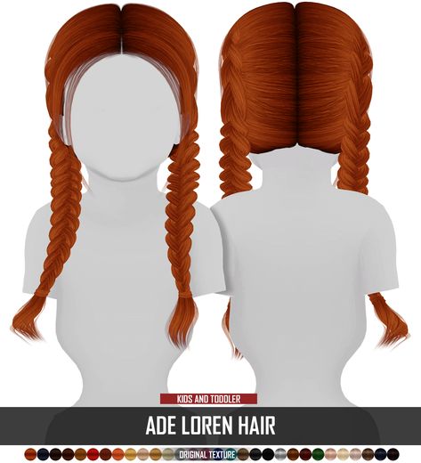 ADE LOREN HAIR - KIDS AND TODDLER VERSION• Proportional size for Kids and Toddlers • HQ compatible • Category: Hair • Custom Thumbnail • All LOD’s • Mesh Original/Credits fully Ade Adult TS4 - [here]... Sims 4 Alpha Toddler Hair, Sims Kids Hair, Mody Do The Sims 4 Hair, Alpha Sims 4 Cc Hair, Sims 4 Cc Realistic Hair, Sims 4 Hair Alpha, Sims 4 Alpha Cc Hair, The Sims 4 Kids Cc, The Sims 4 Toddler