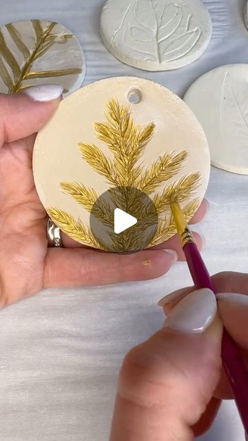 Dana Carpenter | Houseplant care on Instagram: "Save this for an easy + festive plant craft idea!! 🎄

I’ve seen people make these ornaments using greenery and thought why not use leaves from my houseplants? So I got out my pruners and took some cuttings. I thought these ornaments turned out to be cute and were fun to make with my kids!

I started by rolling air dry clay out and then used a rolling pin to make an imprint of the leaf. After drying, I added paint and a ribbon. So simple.

Plants in the video:
🌱Norfolk Island pine
🌱Cebu blue pothos
🌱Fiddle leaf fig

Would you try this? Send it to a friend who loves plants and crafts! 🌿😊🎄

.
.
.
.
#diyornaments #plantdiy #holidaycraft #houseplantlovers#christmasornaments #homemadeholiday 
#plantmom #plantlady #plantmama #plantdiy #plantc Air Dry Clay Leaf Imprint, Air Dry Clay Leaf, Cebu Blue Pothos, Blue Pothos, Norfolk Island Pine, Cebu Blue, Clay Leaf, Houseplant Care, Plant Crafts