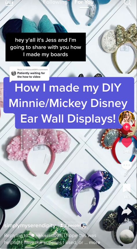 Disney Ear Display, Mickey Ears Display, Disney Ears Display Wall, Disney Ears Display, Ear Display, Diy Disney Ears, Display Wall, Disney Ears, Disney Diy