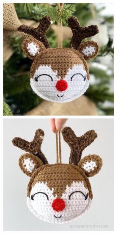 Voici des patrons et tutos gratuits pour crocheter Rudy le Renne ⋆ Trucs et Astuces à Faire à la Maison Joululahjat Diy, Crochet Christmas Ornaments Free, Crochet Ornament Patterns, Crocheted Christmas, Crochet Deer, Reindeer Ornament, Crochet Santa, Crochet Xmas, Crochet Christmas Trees