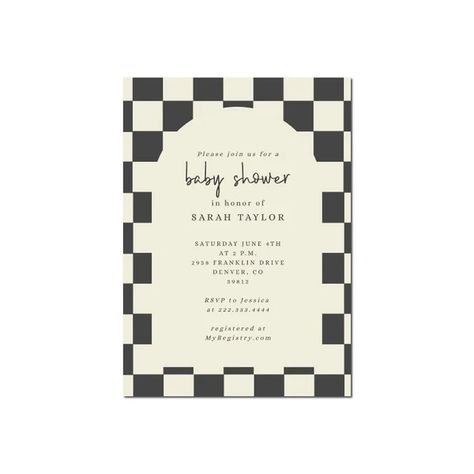 Baby shower invitations - Etsy Black And White Checkered Baby Shower Ideas, Edgy Baby Shower Theme, Checkered Baby Shower Ideas, Baby Shower Themes Gender Neutral, Neutral Color Pallet, Edgy Baby, Baby Shower Invites Neutral, Beige Baby, Baby Gender Reveal Party