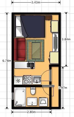 Studio Apartment Storage, Studio Apartment Floor Plans, Tiny Studio Apartments, Small House Bedroom, Building A Container Home, Apartment Floor Plans, Studio Apartment Layout, Tiny House Floor Plans, Container House Plans