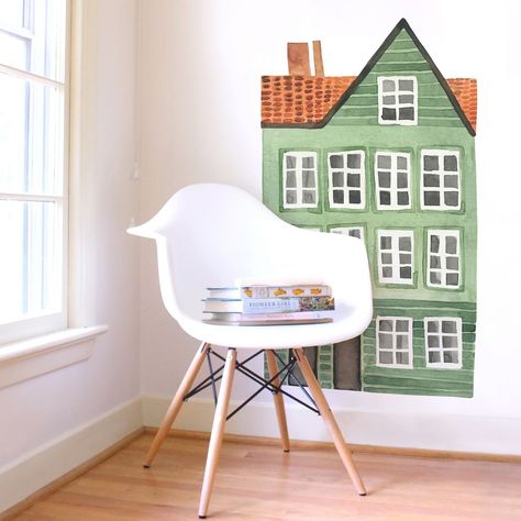 Mej Mej Rooftop House Peel & Stick Wall Decals Copenhagen Houses, Individual House, House Decals, Modern Mural, Glider Rocker, Fabric Wall Decals, Painted Rug, Smooth Walls, Project Nursery