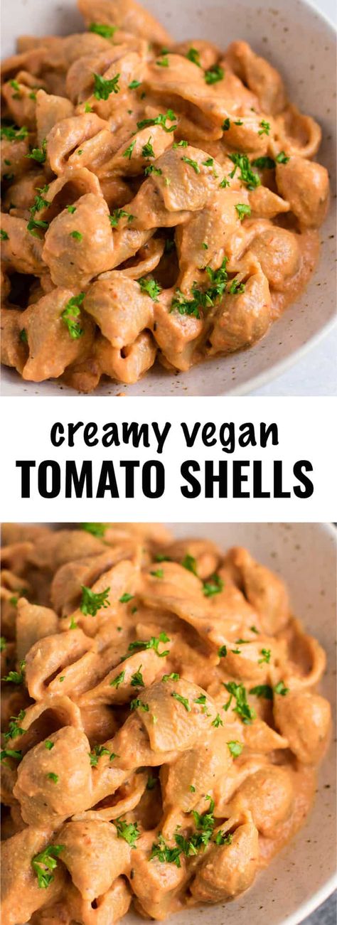 Vegan Creamy Tomato Shells Recipe - with cashews Skincare Food, Walmart Beauty, Vegan Pasta Dish, Creamy Pasta Recipes, Wheat Pasta, Vegan Pasta Recipes, Whole Wheat Pasta, Vegan Comfort Food, Vegan Pasta