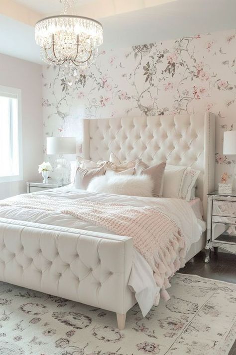 Emslifeandloves Regency Style House, Hollywood Regency Bedroom, Bridgerton Theme, All White Bedroom, Pretty Furniture, Dream Bedroom Inspiration, Classy Bedroom, Bedroom Cupboard Designs, Bedroom Wall Designs