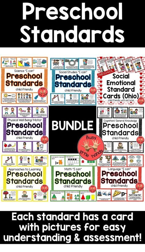 Feb 25, 2020 - Finally!!! All of Ohio's Early Learning and Development Standards have been made into child friendly cards to post around your classroom!! Data sheets are also included to staple on the backs of all of the standards to take notes and assess your students.Included in this bundle are the following st... Preschool Standards, Preschool Social Studies, Rich Pins, Emotional Child, Class Management, Take Notes, Child Friendly, Learning And Development, Teacher Tools