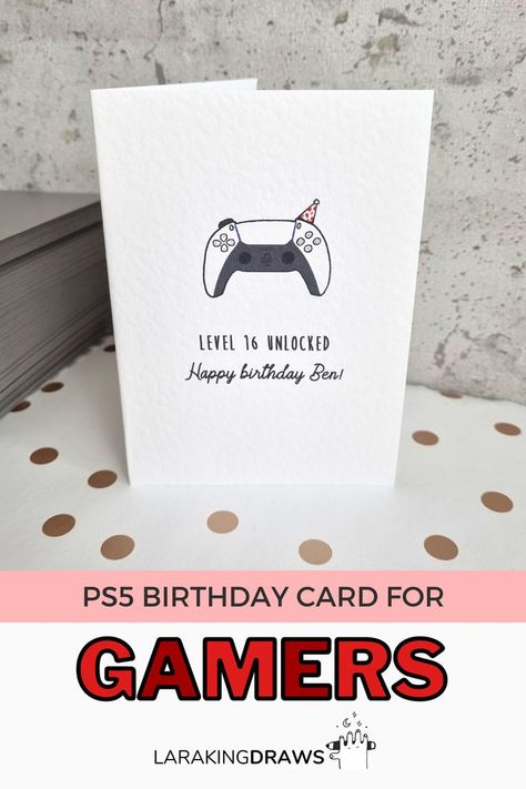 Birthday Card For Gamer, Card Ideas For Brother Birthday, Playstation Card Ideas, Handmade Birthday Cards For Brother, Card For Brother Handmade, Birthday Cards For Your Brother, Birthday Cards Brother, Birthday Card Ideas Brother, Gamer Birthday Cards