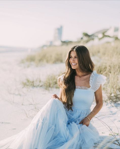 Beach Photoshoot Professional, Blue Dress Photoshoot, Beach Senior Pics, Senior Beach Photoshoot, Beach Senior Photos, Beach Senior Pictures, Grad Picture Ideas, Summer Senior Pictures, Beach Instagram Pictures