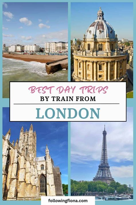 Pinterest pin - best day trips from London by train Day Trip From London, Train Trips, Day Trips From London, Train Route, London Summer, Liverpool Street, Travel Icon, Adventure Bucket List, St Albans