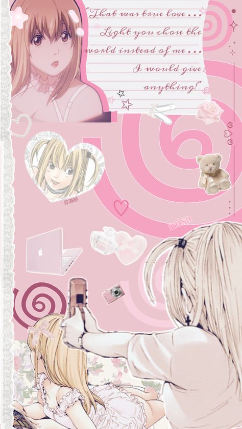 im inlove w this one its so cute😋 Note Wallpaper, Misa Amane, Sea Wallpaper, Made By Me, True Love, Anime Icons, Wallpapers, Collage, Anime