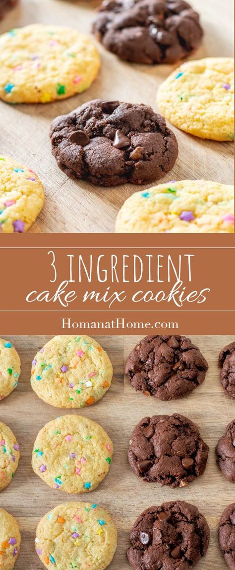 3 Ingredient Cake Mix Cookies Three Ingredient Cake, 3 Ingredient Cake, 3 Ingredient Cakes, 3 Ingredient Cookies, Easy Cupcake Recipes, Cake Recipes Easy Homemade, Cake Mix Cookie Recipes, Dessert Simple, Easy Cheesecake Recipes