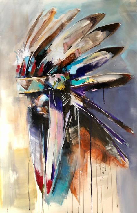 Native American Painting Ideas, American Indian Art Drawing, Native American Watercolor Art, Watercolor Native American, Native American Abstract Art, Native American Paintings Canvases, Headdress Painting, Native Indian Art, Diary Ideas Creative