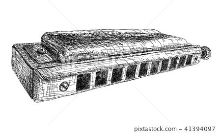 Vector illustration drawing of harmonica. Harmonica Drawing, Harmonica Art, Drawing Black Pen, Houses Drawing, Blues Music Art, Pen Vector, Band Tattoo Designs, Simple Sketch, Celtic Knot Designs